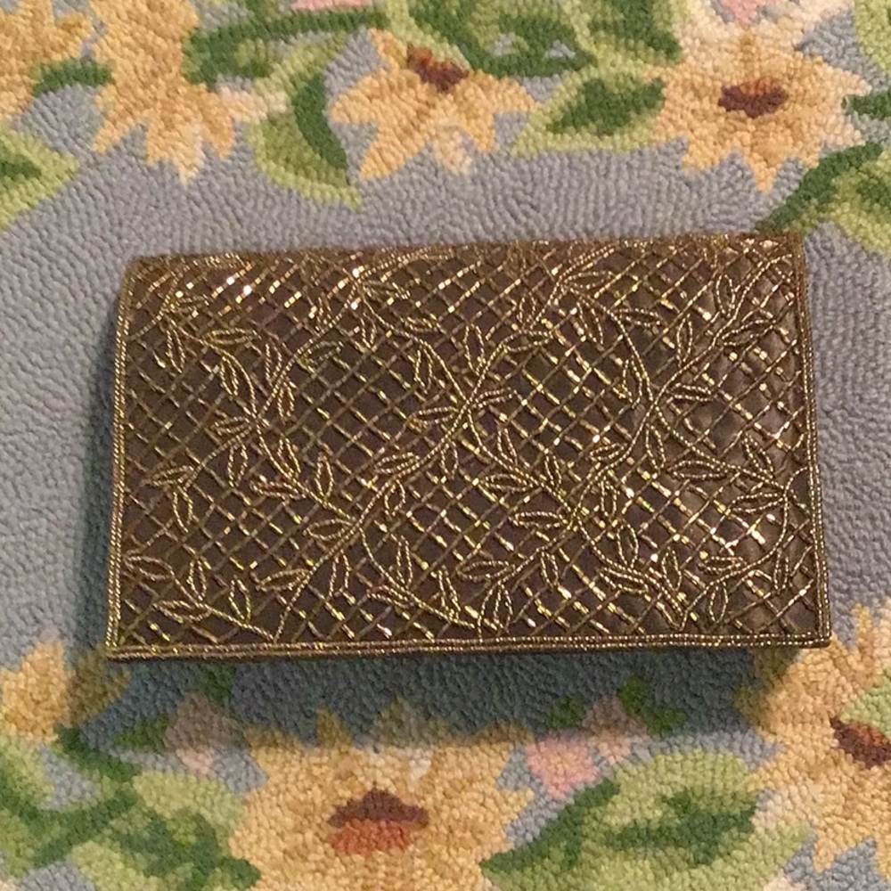 Elegant olive green with gold Clutch